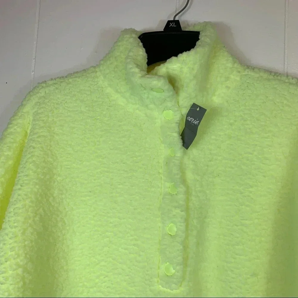 Aerie by American Eagle Neon Sherpa Pullover Oversize Sweater Hightlighter
